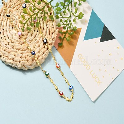 18K Gold Layered 3mm Colorful Enamel Box Chain Multicolor Necklace for Jewelry White