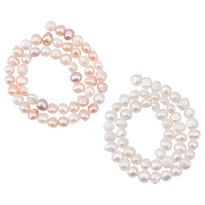 CHGCRAFT 2 Strands 2 Colors Natural Cultured Freshwater Pearl Beads Strands PEAR-CA0001-06-1