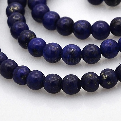 Natural Lapis Lazuli Round Beads Strands G-N0120-01-4mm-1