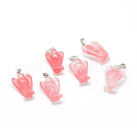Cherry Quartz Glass Pendants G-T032-11-1
