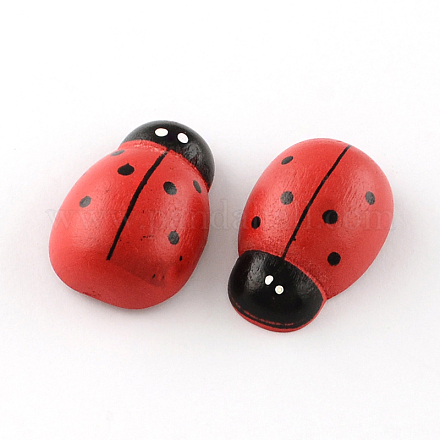Dyed Beetle Wood Cabochons with Label Paster on Back WOOD-R255-02-1