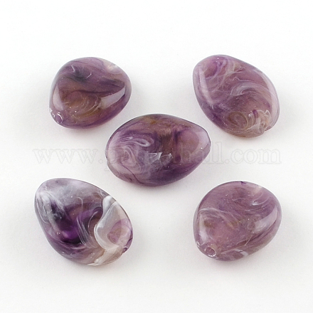 Teardrop Imitation Gemstone Acrylic Beads OACR-R042-09-1