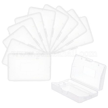 長方形のプラスチック製の箱  ビーズ＆ゲームカード収納容器  ヒンジ付き蓋付き  ホワイト  6.4x4x1.3cm CON-WH0087-19-1