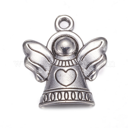Tibetan Style Antique Silver Angel Pendants X-TIBEB-A11978-AS-LF-1