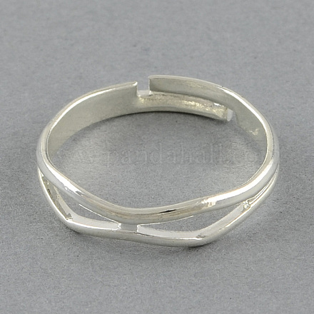 真鍮の指リングのセッティング  調整可能  銀  17mm MAK-S030-JZ001S-1