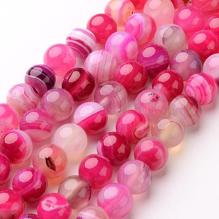 Chapelets de perles en agate à rayures naturelles/agates à bandes G-D845-01C-8mm-1