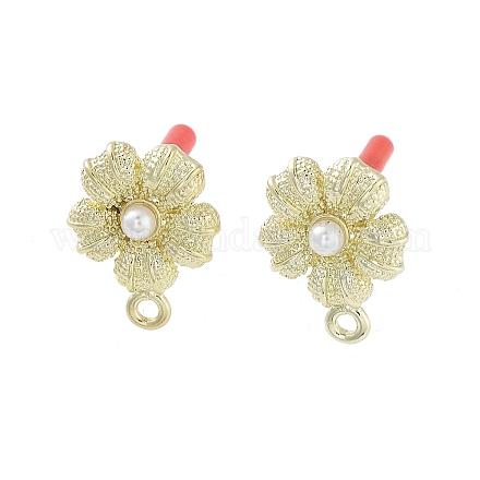 Rack Plating Golden Alloy with ABS Pearl Stud Earring Findings EJEW-B036-03G-10-1
