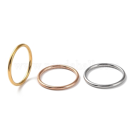 Chapado en iones (ip) 304 anillo de dedo de banda simple de acero inoxidable para mujeres y hombres RJEW-F152-04-1