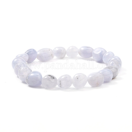 Natural Blue Lace Agate Beaded Stretch Bracelet BJEW-JB06988-02-1