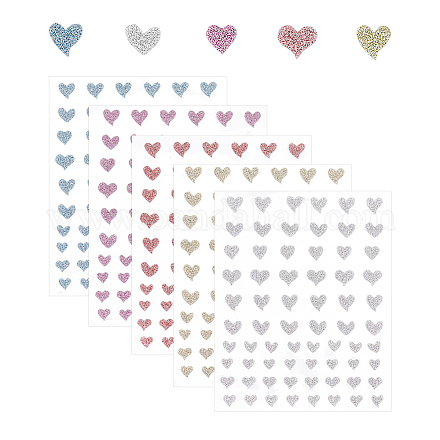 AHANDMAKER 5 Sheets Glitter Heart Nail Stickers MRMJ-GA0001-14-1