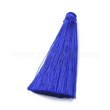 綿糸タッセルビッグペンダント  ブルー  70~73x9~10mm FIND-L010-B06-1