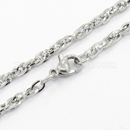 Men's 304 Stainless Steel Rope Chain Necklaces STAS-O037-80P-1