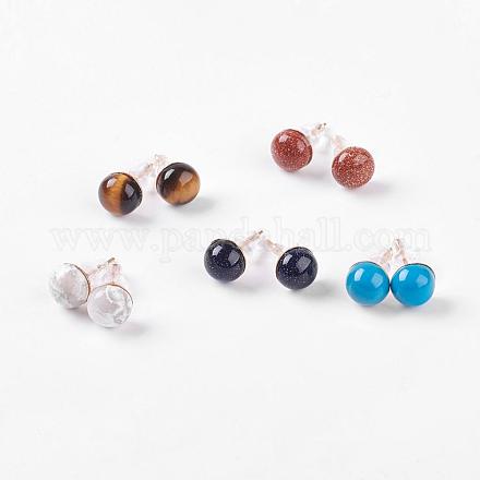 Natural & Synthetic Mixed Stone Ear Studs EJEW-G223-A-1