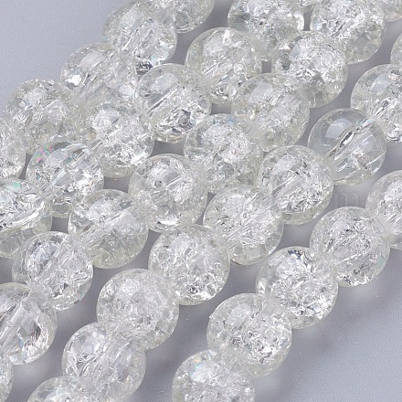 Chapelets de perles en verre craquelé peints à la bombe CCG-Q001-10mm-01-1