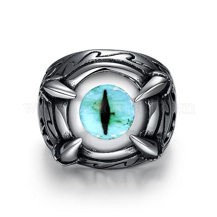 Fashionable 316L Stainless Steel Evil Eye Wide Band Rings RJEW-BB09967-9-1