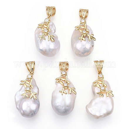 Ciondoli di perle keshi con perle barocche naturali PEAR-N020-J25-1