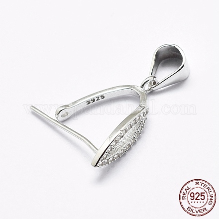 925 gancio per pendente in argento sterling placcato in rodio con micro pavè di zirconi STER-E053-11P-1