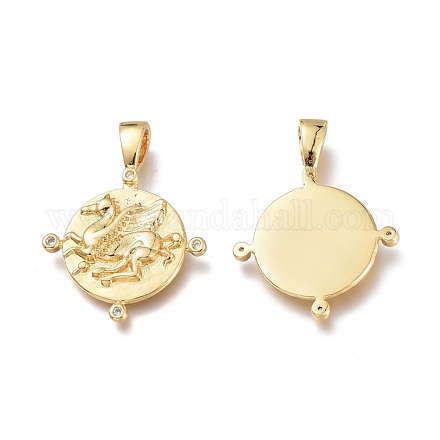 Латунные микропаве прозрачные подвески с фианитом ZIRC-Q023-03G-1