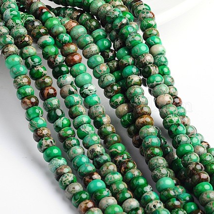 Dyed Natural Imperial Jasper Rondelle Beads Strands G-M275-07-6mm-1