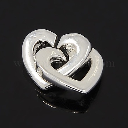 Brass Two Loops Heart Interlocking Clasps for DIY Jewelry KK-M051-01S-1