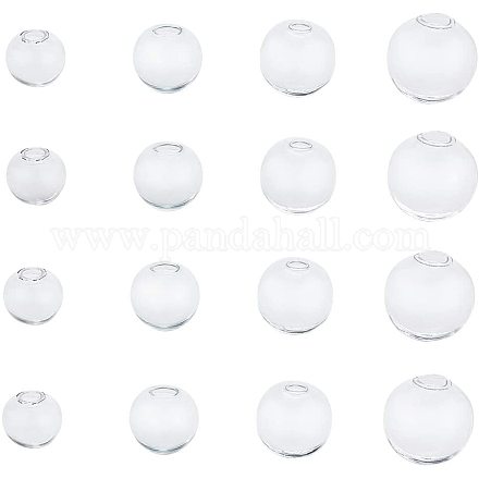 PandaHall Elite about 200pcs 4 Sizes Mini Clear Glass Globe Bottle Wish Glass Ball Bottles for DIY Pendant Charms Stud Earring Making (Without cover) BLOW-PH0001-10-1