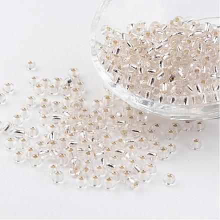 6/0 Round Silver Lined Round Hole Glass Seed Beads X-SEED-A005-4mm-21-1