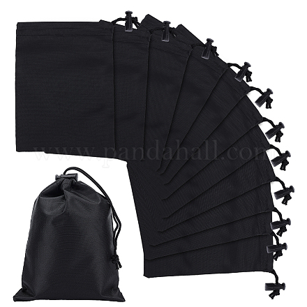 Nbeads ポリエステル巾着袋 12 個  6.3x4.7 黒ナイロンバッグ巾着収納袋トグルギフトバッグジュエリーポーチスポーツホーム旅行ジュエリーキャンディ収納 ABAG-WH0035-026A-1