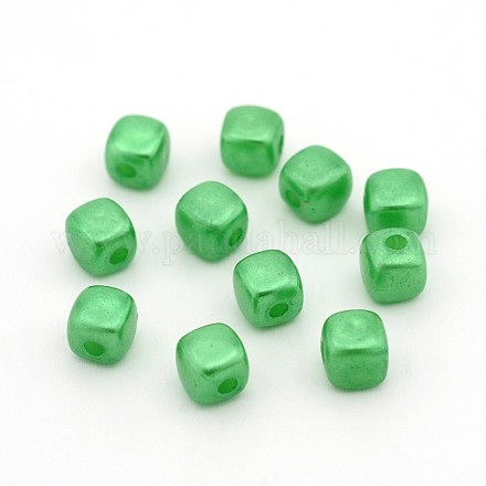 Opaque ABS Plastic Imitation Pearl Cube Beads MACR-M016-04-1