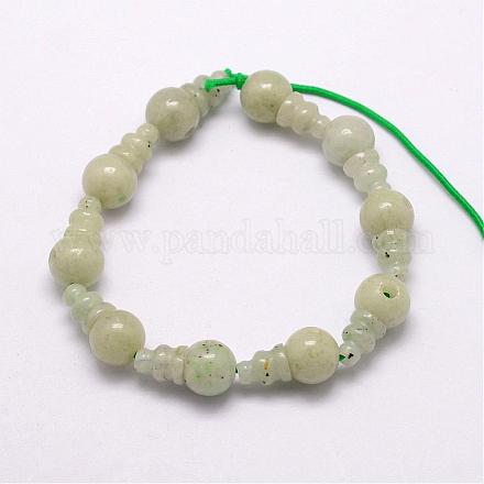Natürliche Jade 3-Loch-Guru Perle Stränge G-K149-02-1