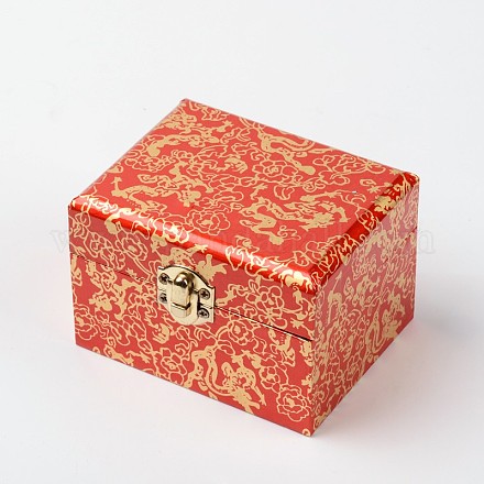 Rectángulo chinoiserie regalo embalaje cajas de joyas de madera OBOX-F002-18C-01-1