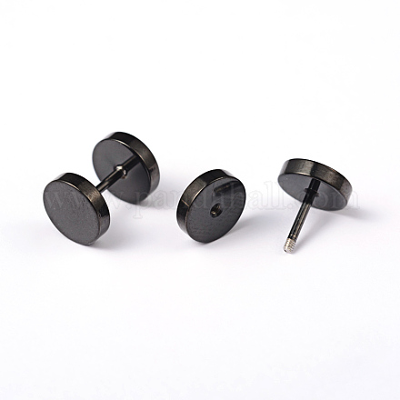 Bouchons de lobe d'oreille plats ronds en acier inoxydable 304 X-EJEW-L164-05B-1