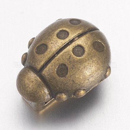 Antique Bronze Tibetan Style Alloy Animal Ladybug Slide Charms X-TIBEP-M011-01AB-NR-1