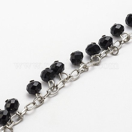 Catene di perle in vetro rondelle sfaccettate a mano per creazione di bracciali collane AJEW-JB00086-04-1
