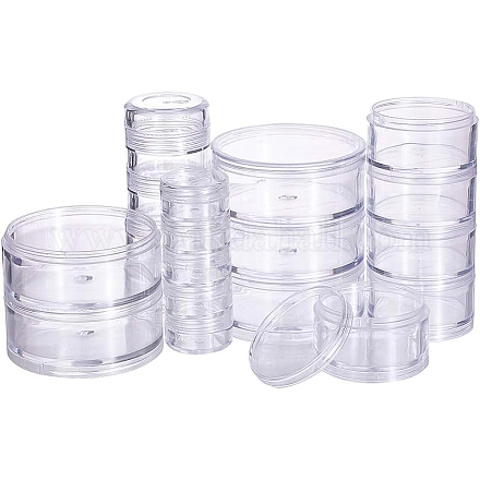 BENECREAT Mixed Size Stackable Round Plastic Containers 4 Column(5 Layer/Column) Bead Storage Jars for Beads CON-BC0005-60-1