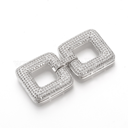 Brass Micro Pave Cubic Zirconia Fold Over Clasps ZIRC-S058-01P-1