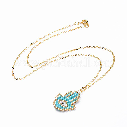 Handmade Japanese Seed Beads Pendant Necklaces NJEW-JN02436-05-1