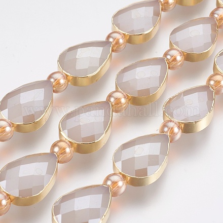 Chapelets de perles en verre électroplaqué EGLA-I008-04G-1