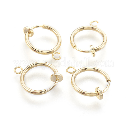 Brass Clip-on Hoop Earrings KK-L169-06G-1