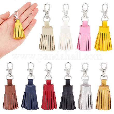 WADORN 10 Colors Leather Tassel Charms KEYC-WR0001-19-1