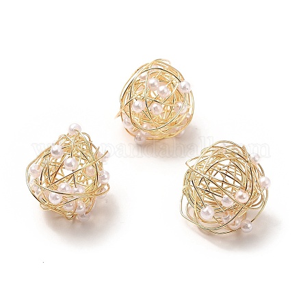 Perles acryliques enroulées de fil KK-H438-01G-1