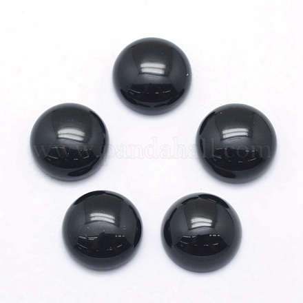 Natural Black Agate Cabochons X-G-P393-R02-12mm-1