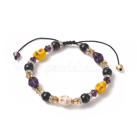 Bracelets de perles tressés en turquoise synthétique (teints) BJEW-JB09923-03-1
