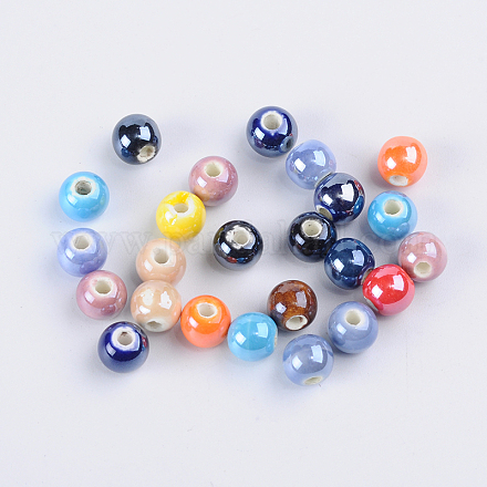 Perles en porcelaine manuelles CF6mmY-M-1