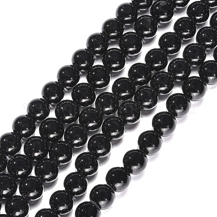 Chapelets de perles en pierre noire synthétique GSR12mmC044-1