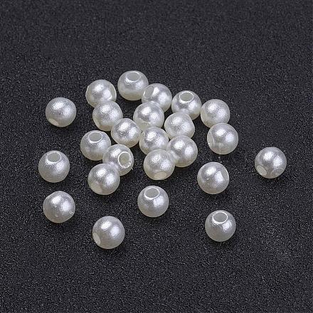 Creamy White Chunky Imitation Loose Acrylic Round Spacer Pearl Beads for Kids Jewelry X-PACR-4D-12-1