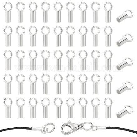 PandaHall Elite 50Pcs Sterling Silver Cord Ends STER-PH0001-51-1