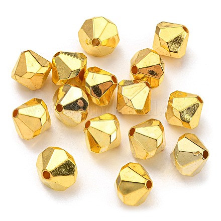 合金ビーズ  ダイヤモンドカット  双円錐形  ゴールドカラー  12x12~12.5mm  穴：2.3mm PALLOY-K012-05G-1
