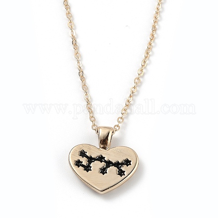 Vergoldetes Herz mit Konstellation / Sternzeichen Legierung Emaille Anhänger Halsketten NJEW-H214-A11-G-1