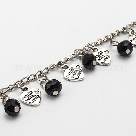 Chaînes avec perles en rondelles facettées en verre manuelles pour réaliser de colliers et bracelets AJEW-JB00088-04-1
