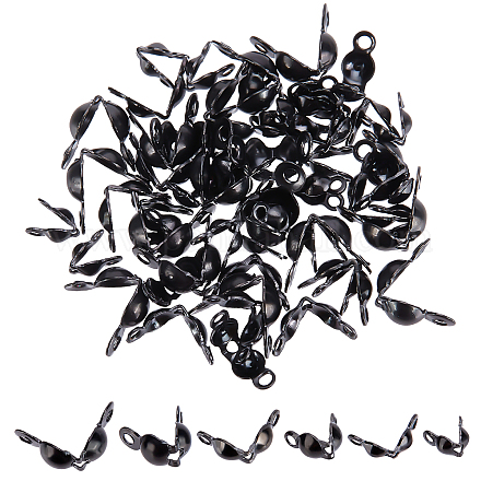 Unicraftale alrededor de 60 piezas electroforesis negro puntas de cuentas de acero inoxidable extremos de cable abiertos crimpado puntas de cuentas tapa de extremo tapas de nudo para la fabricación de joyas artesanales STAS-UN0028-37-1